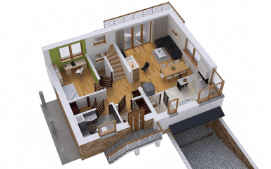 Wizualizacja domu jednorodzinnego BW-36 wariant 11 podpiwniczony