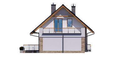 Elewacja lewa domu jednorodzinnego BW-36 wariant 12 podpiwniczony