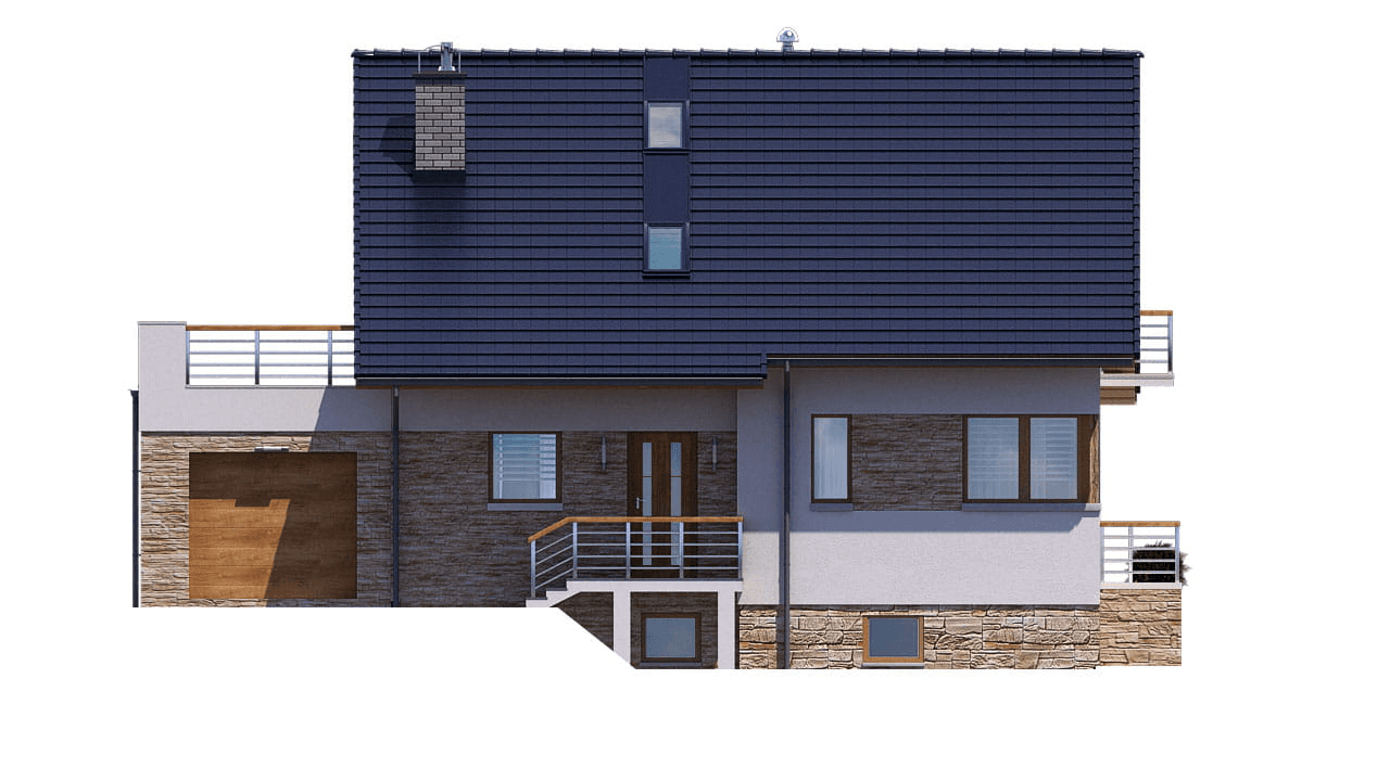 Elewacja frontowa domu jednorodzinnego BW-36 wariant 12 podpiwniczony