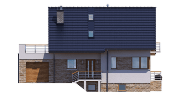 Elewacja frontowa domu jednorodzinnego BW-36 wariant 12 podpiwniczony