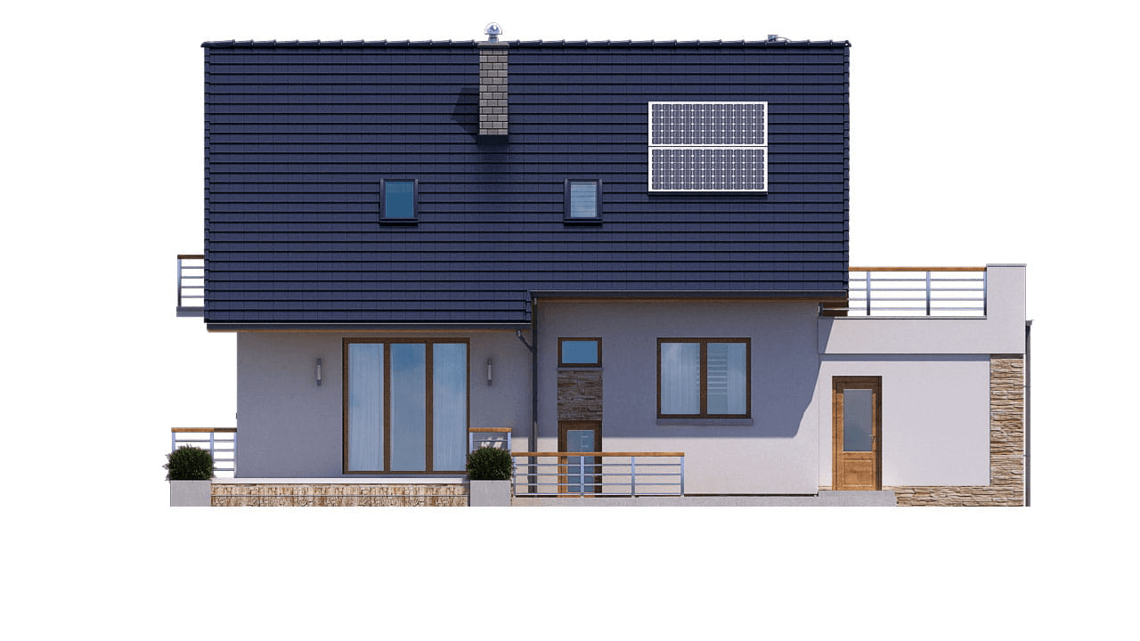 Elewacja tylna domu jednorodzinnego BW-36 wariant 12 podpiwniczony