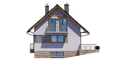 Elewacja prawa domu jednorodzinnego BW-36 wariant 12 podpiwniczony