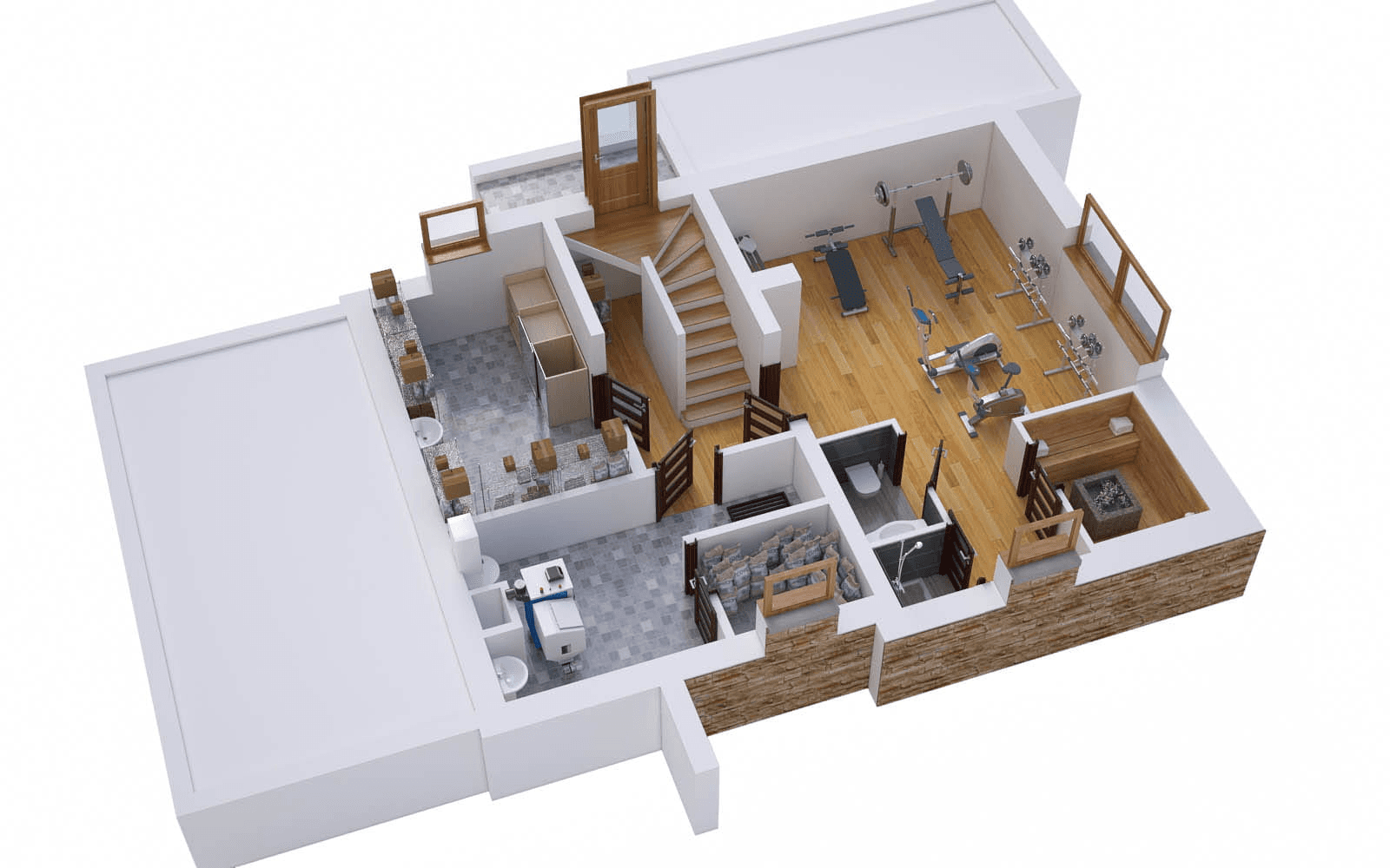 Wizualizacja domu jednorodzinnego BW-36 wariant 12 podpiwniczony
