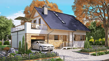 Wizualizacja domu jednorodzinnego BW-36 wariant 12 podpiwniczony