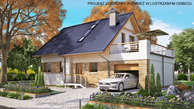 Wizualizacja domu jednorodzinnego BW-36 wariant 12 podpiwniczony