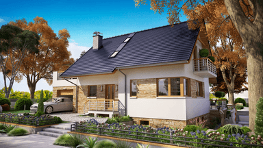 Wizualizacja domu jednorodzinnego BW-36 wariant 12 podpiwniczony