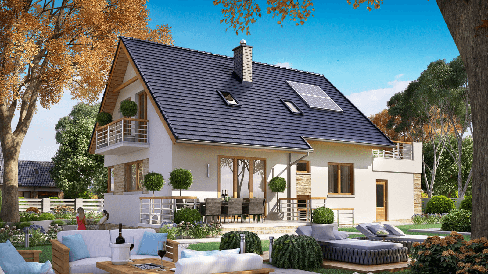 Wizualizacja domu jednorodzinnego BW-36 wariant 12 podpiwniczony