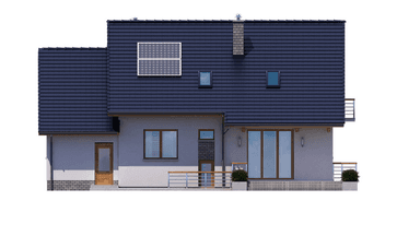 Elewacja tylna domu jednorodzinnego BW-36 wariant 14 podpiwniczony