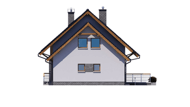 Elewacja prawa domu jednorodzinnego BW-36 wariant 14 podpiwniczony