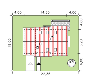 Przekrój domu jednorodzinnego BW-36 wariant 14 podpiwniczony