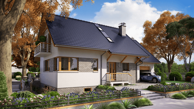 Wizualizacja domu jednorodzinnego BW-36 wariant 14 podpiwniczony