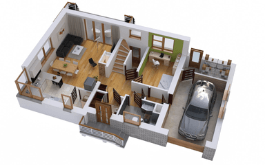 Wizualizacja domu jednorodzinnego BW-36 wariant 14 podpiwniczony