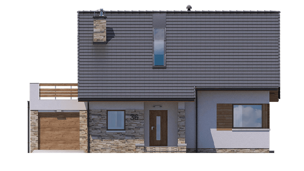 Elewacja frontowa domu jednorodzinnego BW-36 wariant 2(FL)