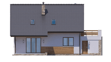 Elewacja tylna domu jednorodzinnego BW-36 wariant 2(FL)