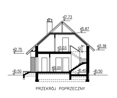 Przekrój domu jednorodzinnego BW-36 wariant 2(FL)