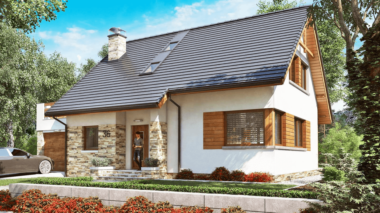 Wizualizacja domu jednorodzinnego BW-36 wariant 2(FL)