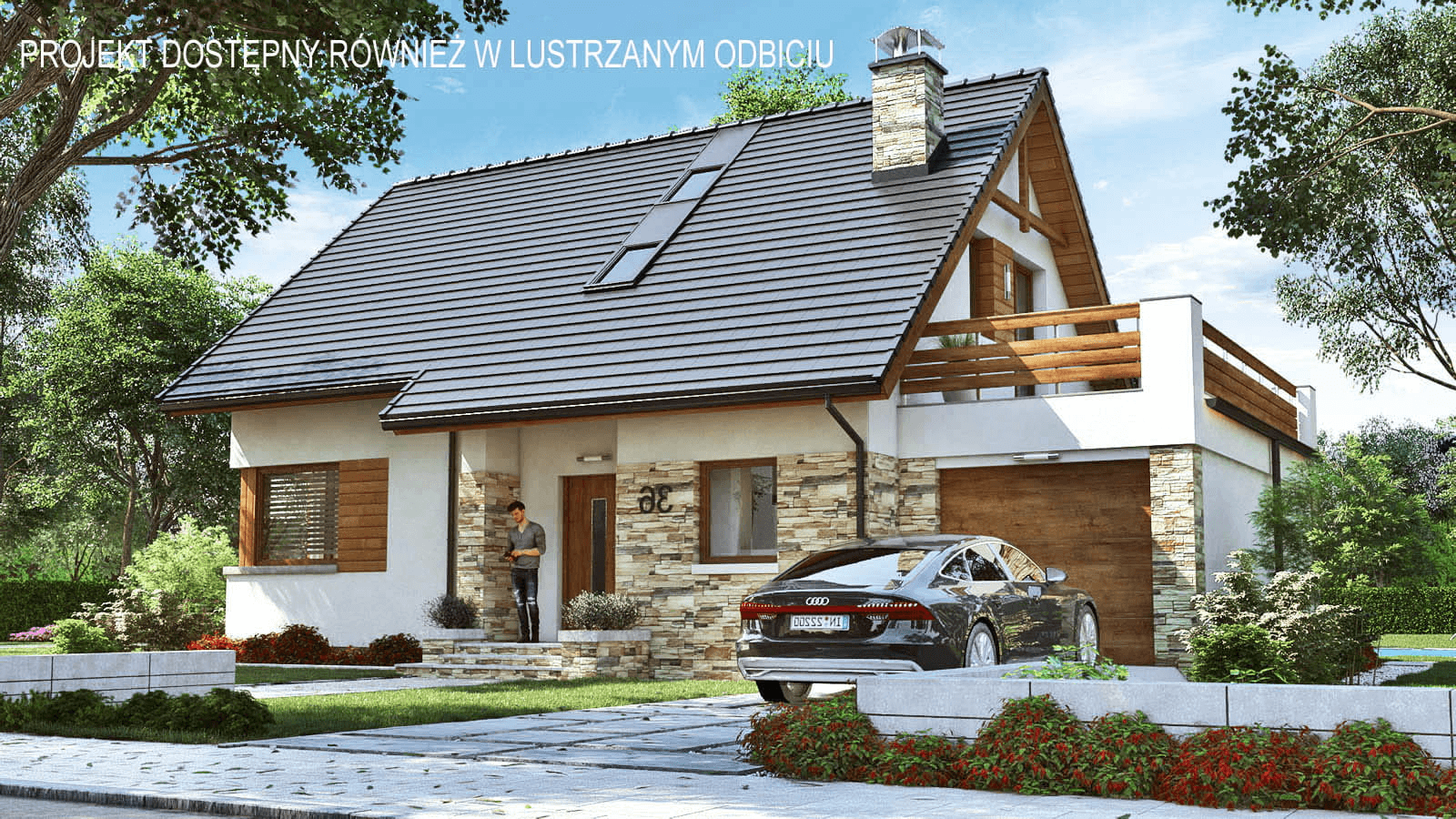 Wizualizacja domu jednorodzinnego BW-36 wariant 2(FL)