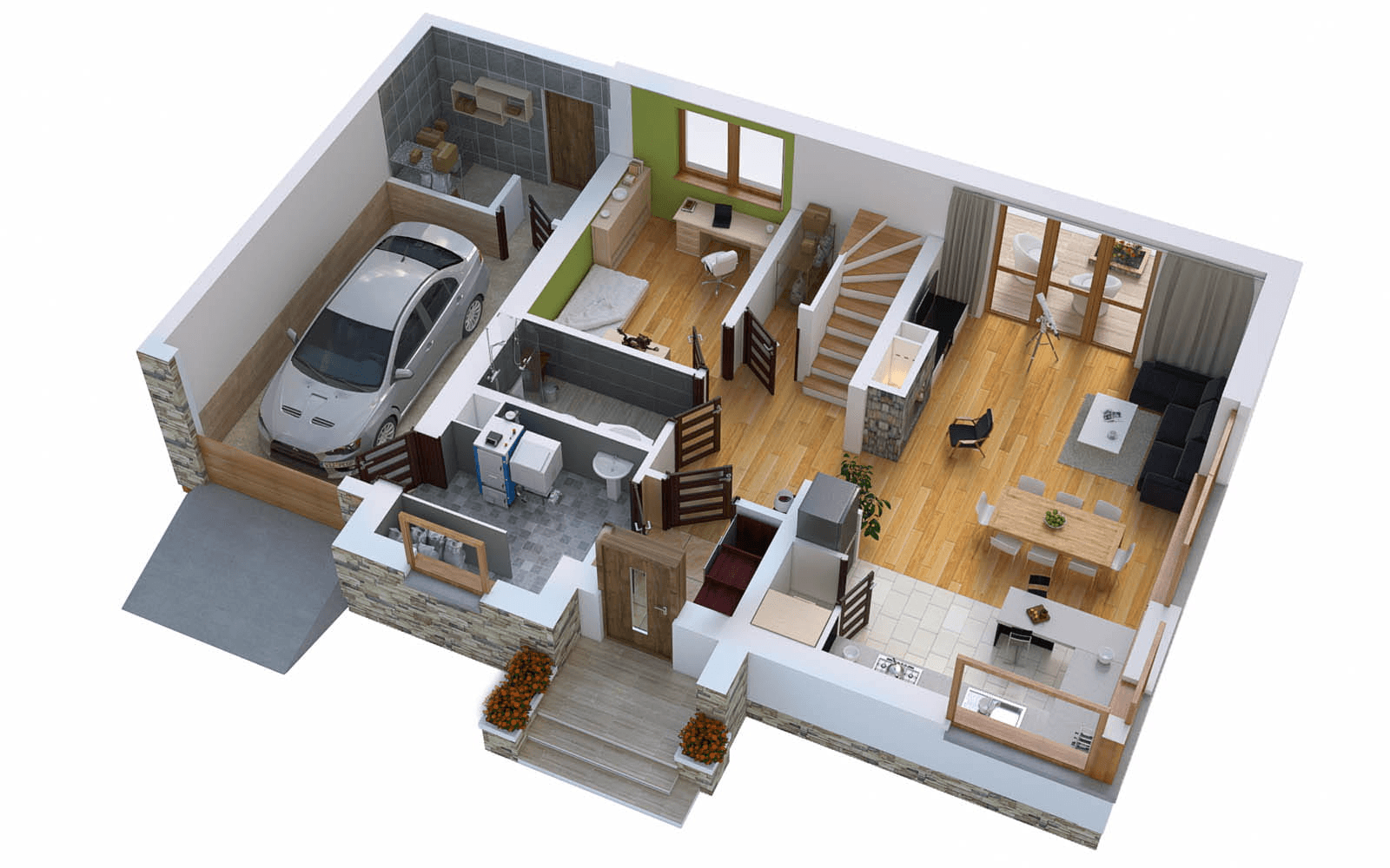 Wizualizacja domu jednorodzinnego BW-36 wariant 2(FL)