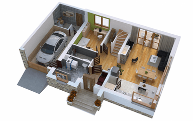 Wizualizacja domu jednorodzinnego BW-36 wariant 2(FL)