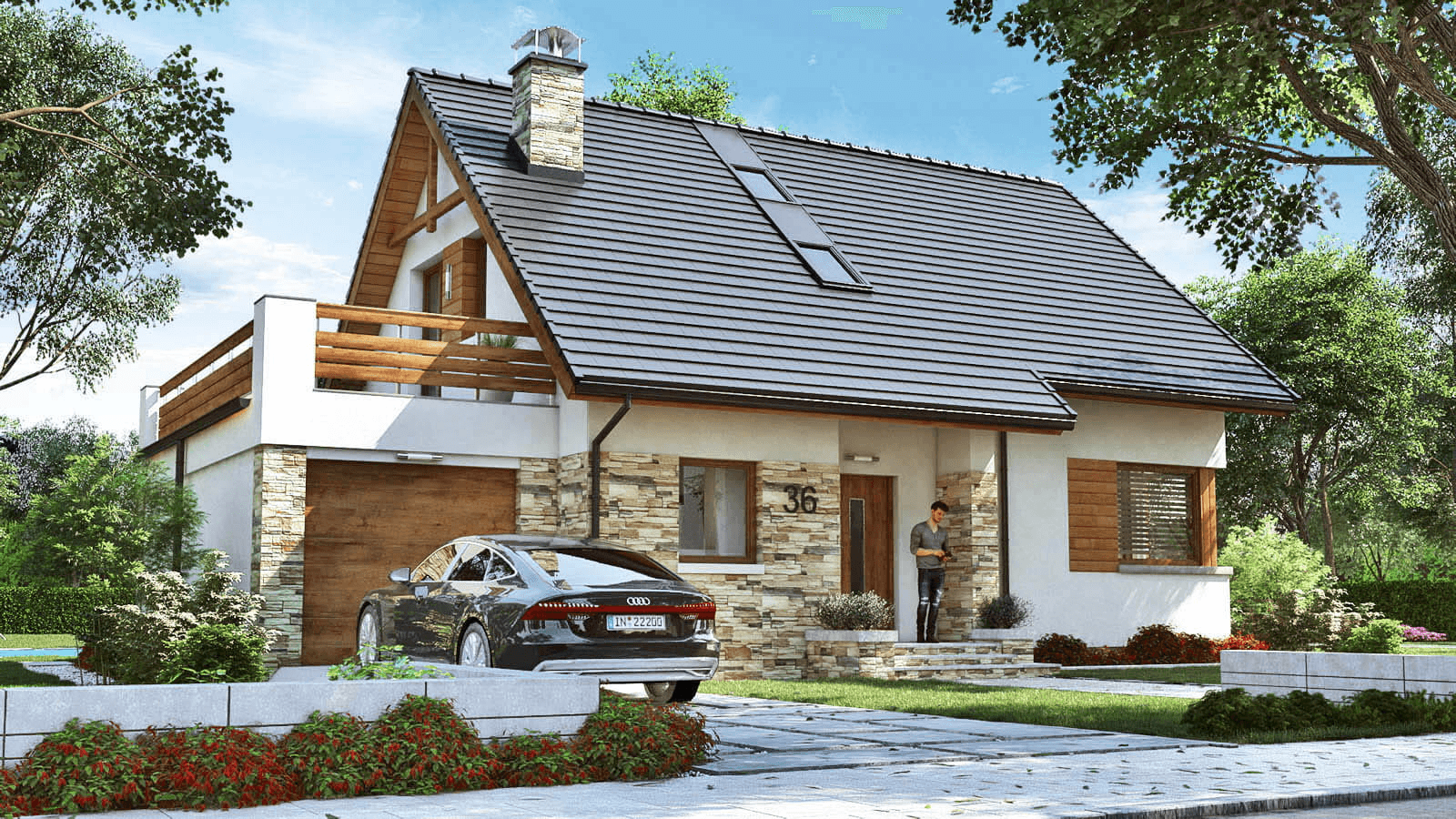 Wizualizacja domu jednorodzinnego BW-36 wariant 2(FL)