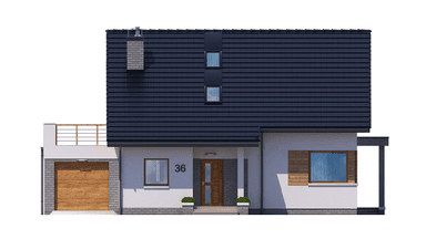 Elewacja frontowa domu jednorodzinnego BW-36 wariant 6