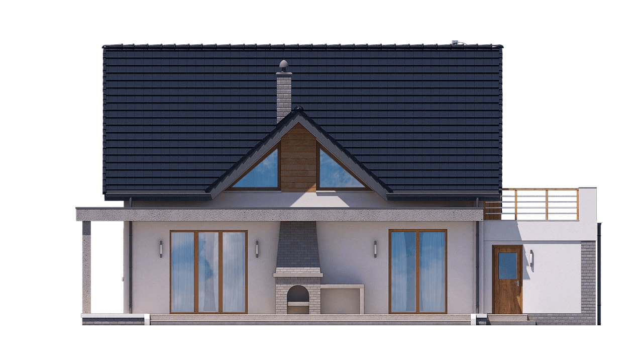 Elewacja tylna domu jednorodzinnego BW-36 wariant 6