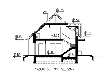Przekrój domu jednorodzinnego domu BW-36 wariant 6