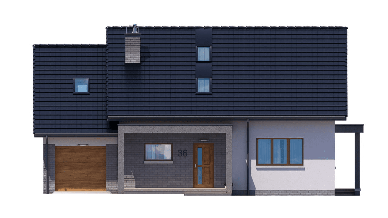 Elewacja frontowa domu jednorodzinnego BW-36 wariant 7