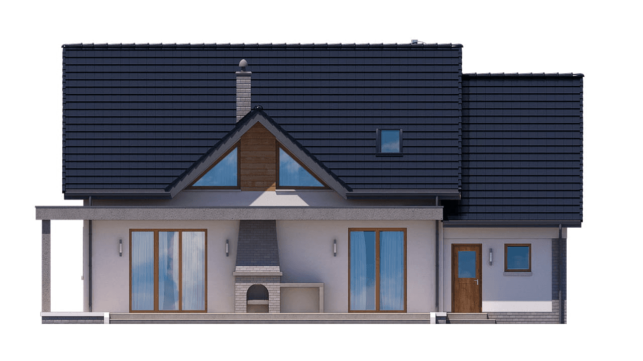 Elewacja tylna domu jednorodzinnego BW-36 wariant 7