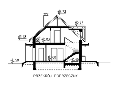 Przekrój domu jednorodzinnego BW-36 wariant 7