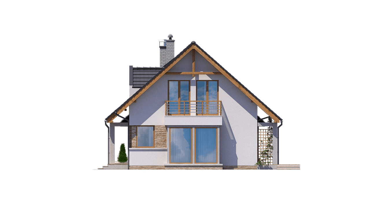 Elewacja tylna domu jednorodzinnego BW-36 wariant 8