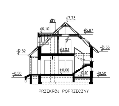 Przekrój domu jednorodzinnego BW-36 wariant 8