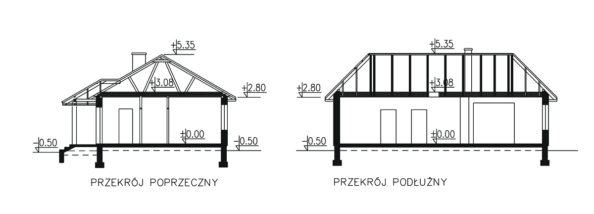 Przekrój domu jednorodzinnego BW-39