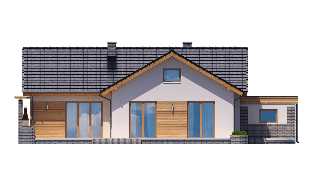 Elewacja tylna domu jednorodzinnego BW-39 war.3 z garażem