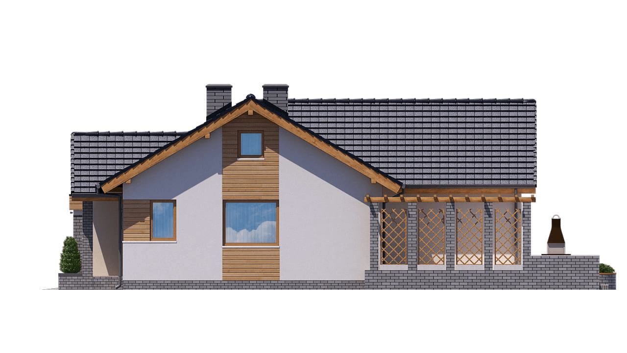 Elewacja prawa domu jednorodzinnego BW-39 war.3 z garażem