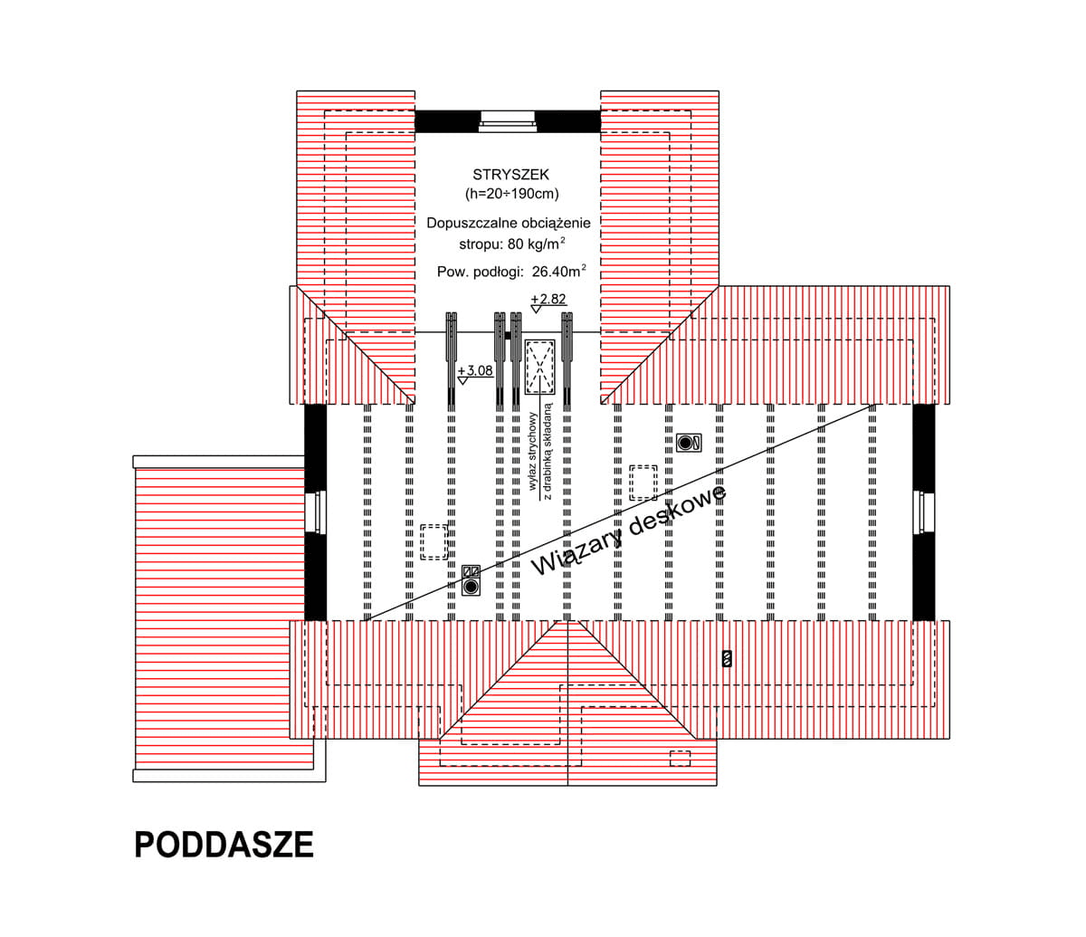 Rzut poddasza domu jednorodzinnego BW-39 war.3 z garażem