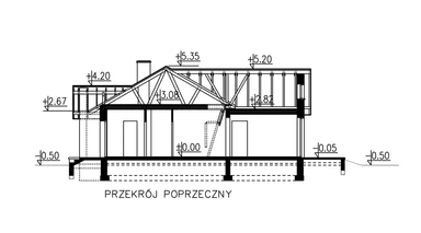 Przekrój domu jednorodzinnego BW-39 wariant 2.