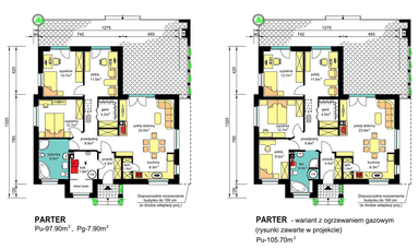 Rzut parteru domu jednorodzinnego BW-39 wariant 2.