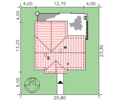 Rzut usytuowania domu jednorodzinnego BW-39 wariant 2.