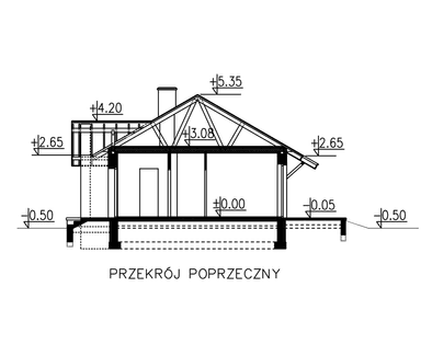 Przekrój domu jednorodzinnego BW-39 wariant 4