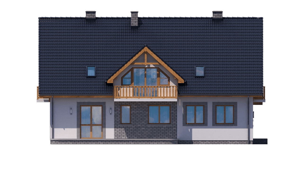 Elewacja tylna domu BW-45 wariant, agroturystyczny