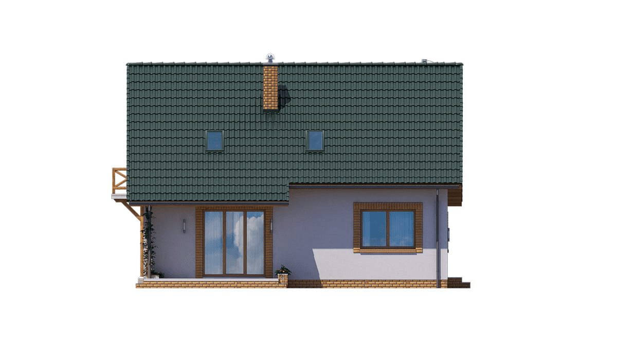 Elewacja tylna domu jednorodzinnego BW-49 wariant 3 z garażem lub bez