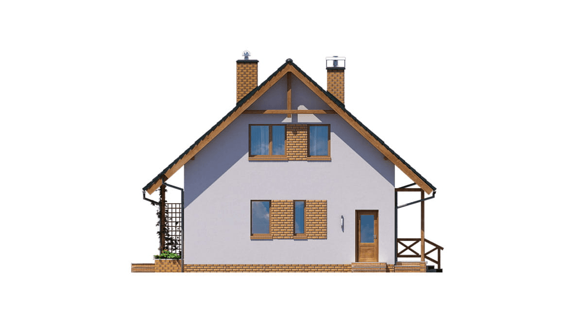 Elewacja prawa domu jednorodzinnego BW-49 wariant 3 z garażem lub bez