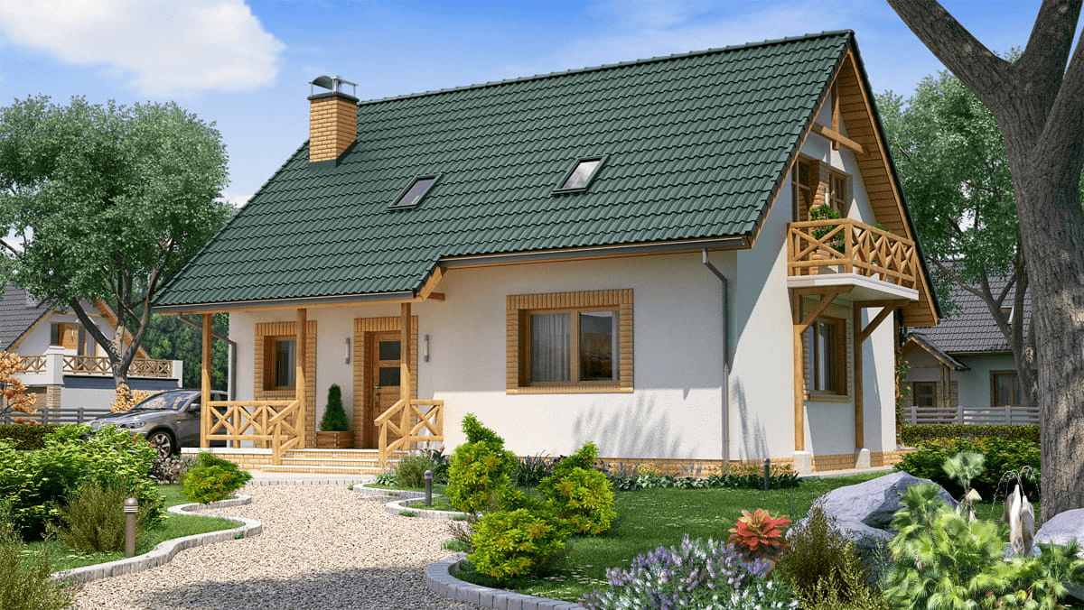 Wizualizacja domu jednorodzinnego BS-49 wariant 3 z garażem lub bez