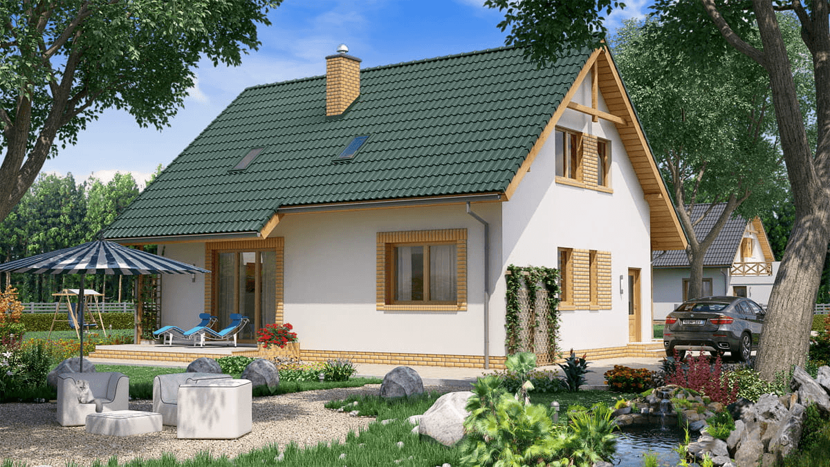 Wizualizacja domu jednorodzinnego BS-49 wariant 3 z garażem lub bez