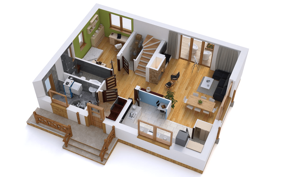 Wizualizacja domu jednorodzinnego BS-49 wariant 3 z garażem lub bez