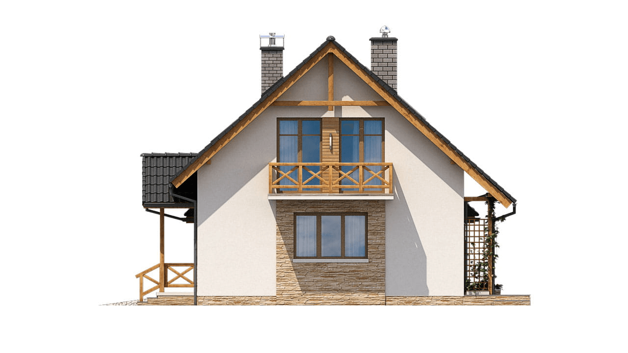 Elewacja prawa domu jednorodzinnego BW-49 wariant 1