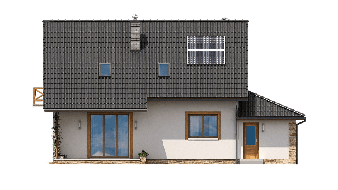 Elewacja tylna domu jednorodzinnego BW-49 wariant 1