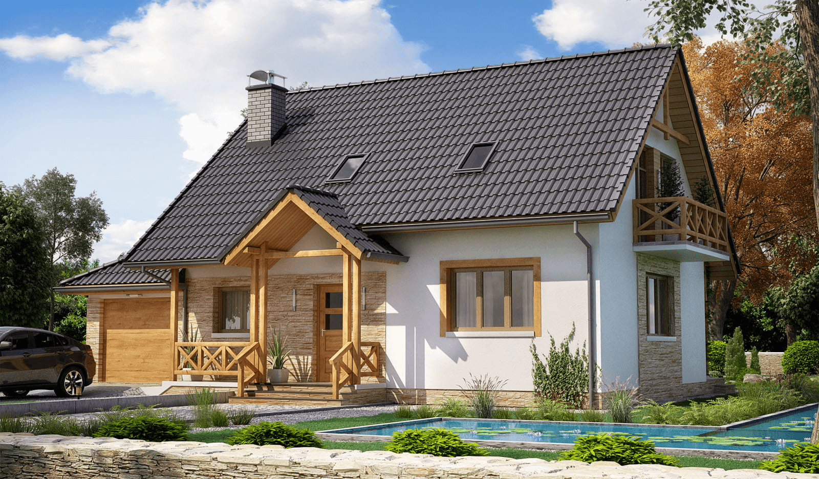 Wizualizacja domu jednorodzinnego BW-49 wariant 1