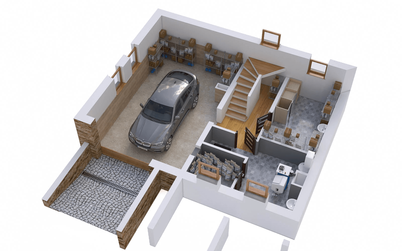 Wizualizacja domu jednorodzinnego BW-49 wariant 10 podpiwniczony